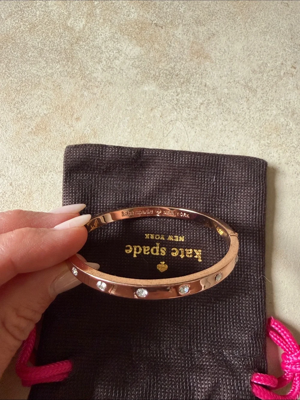 kate spade rose gold crystal bangle bracelet - Picture 2 of 2